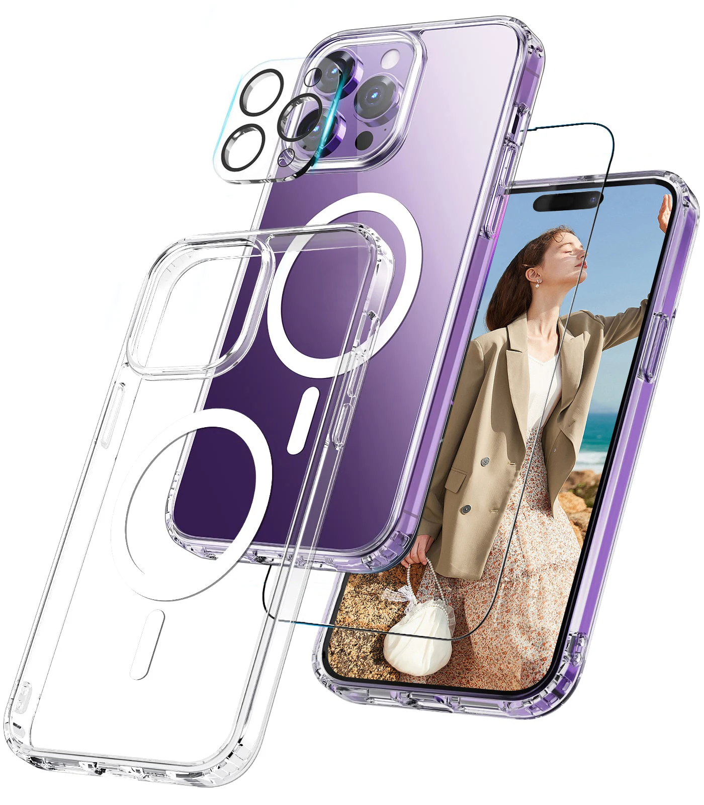 Amazon Best Selling 3 in 1 Phone Case with tempered Glass Screen Protector Camera Protector For iPhone 15 14 13 12 11 Pro Max