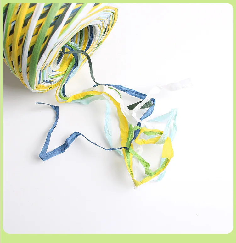 Оптовая продажа лаффия травяная бумажная веревка для защиты окружающей среды красочная двухнитевая DIY Spot Raffia