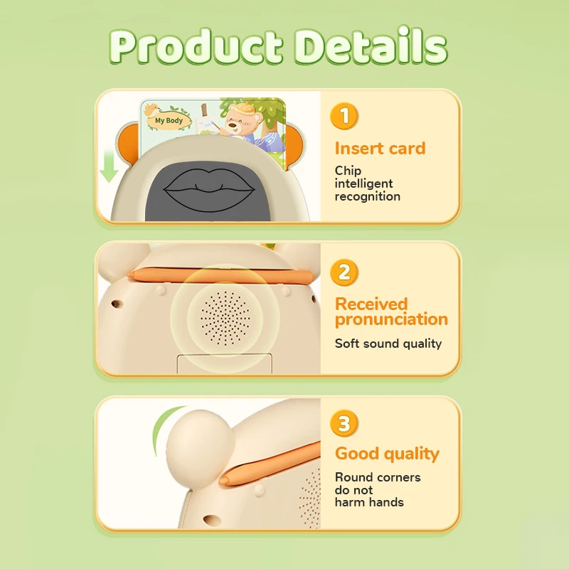 English Flash Cards with LCD Writing and Drawing Tablet Talking Baby Speech Toys for Early Education Learning