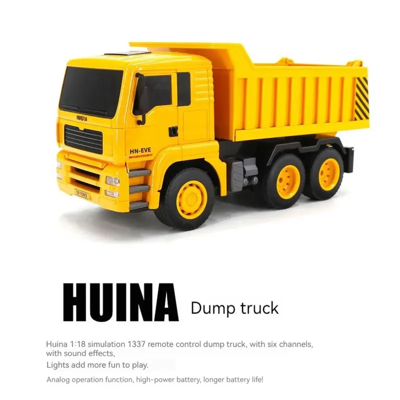 Лидер продаж в Китае новый 2024 Huina 1337 6-канальные 1/18 весы Радиоуправляемый самосвал строительные машины радиоуправляющие игрушки