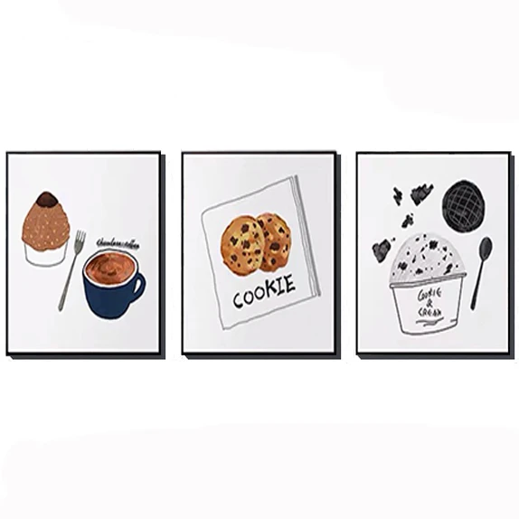 Nordic Wall Art 3 panel painting Delicious Arts Painting Art On Canvas For Dining Room Teamilk Bakery Shop panel oil painting
