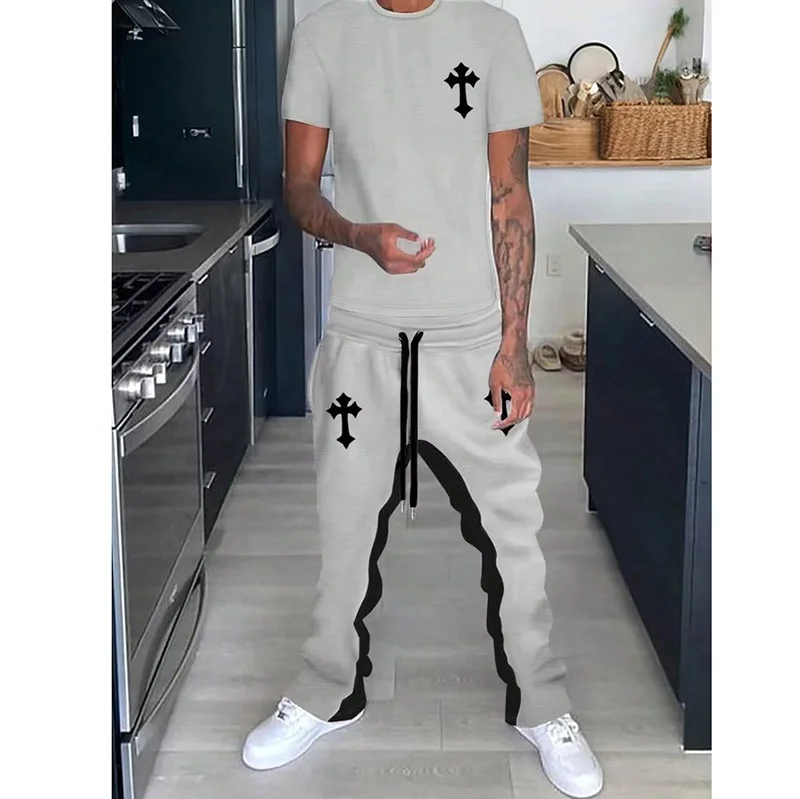 best quality custom design streetwear brand logo slim fit sport t-shirts flare gym tracksuits for men