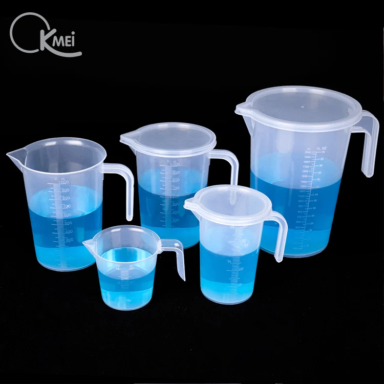 wholesale price Different Capacity plastic experimental measuring cup with lid