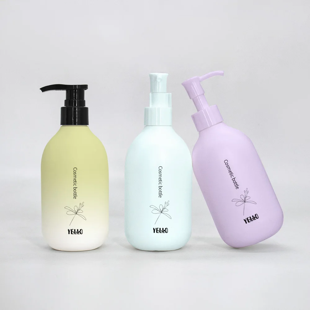 Wholesale Empty Round Matte Pe Plastic Bottles Dispenser For Shampoo And Body Wash With Pump