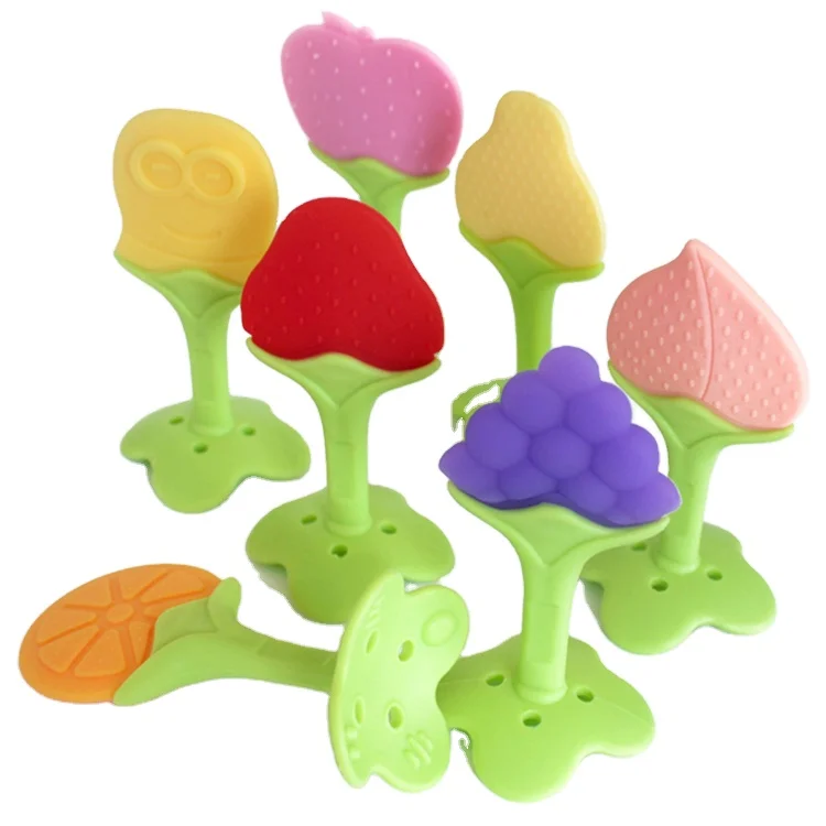 
Bpa Free Food Grade Silicone Rubber Cute Funny Chewable Silicone Baby Teething Toys Fruit Silicone Teether Baby Teethers 