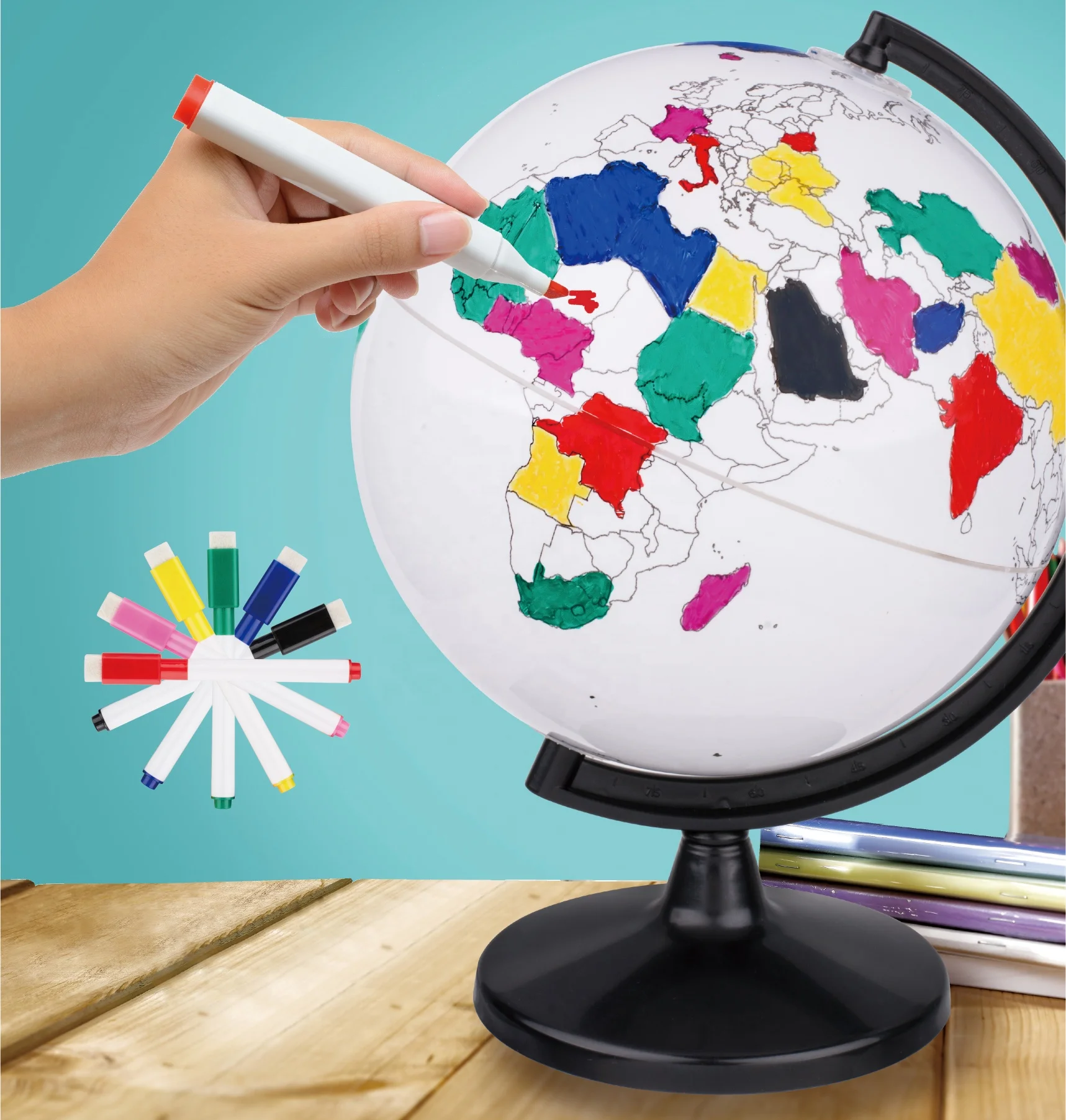 Wholesale Geography Teaching World Globe Interactive Children and Parents Geographic Toy Play Earth Globe Model with Markers