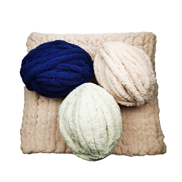 
11 Colors Or Customized Dyed Ring Spun Carded Super Chunky Chenille Yarn 