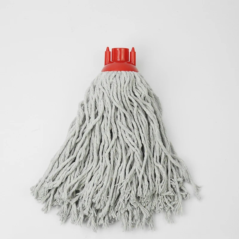 High Quality White Cotton Mop Head Plastic Screw Head Best Water Absorbent Wet Cotton Yarn Strip Mop