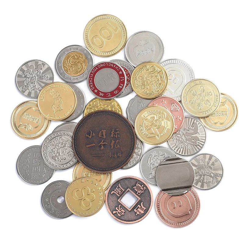 Custom zinc alloy silver plated coin medallion, supermarket shopping coin and console metal token commemorative coin