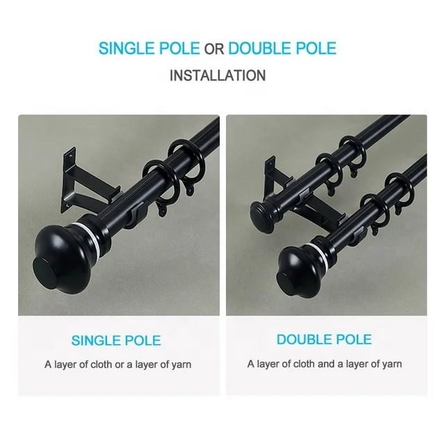 Factory directly 28mm Aluminum Alloy single Double roman rod curtain Accessories black white europe style metal curtain rod pipe