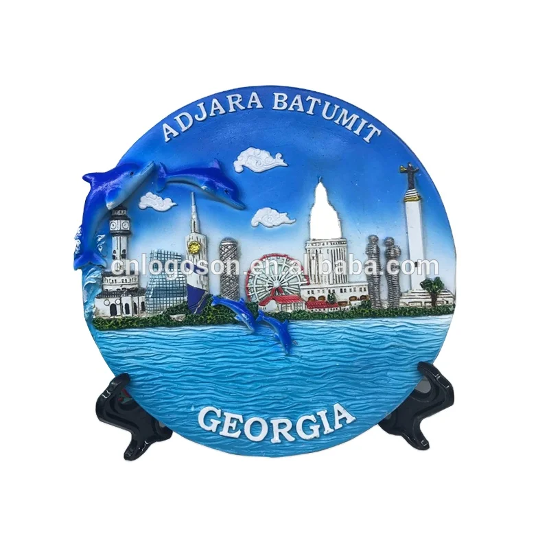 Georgia Adjara Batumit city souvenir custom 3d dolphin polyresin tray resin plate