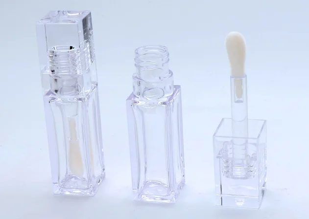 Hot Selling  10 ml Big Brush  Square Lip Gloss Tube Custom Logo  Clear  Lipstick  Lip Gloss Tubes