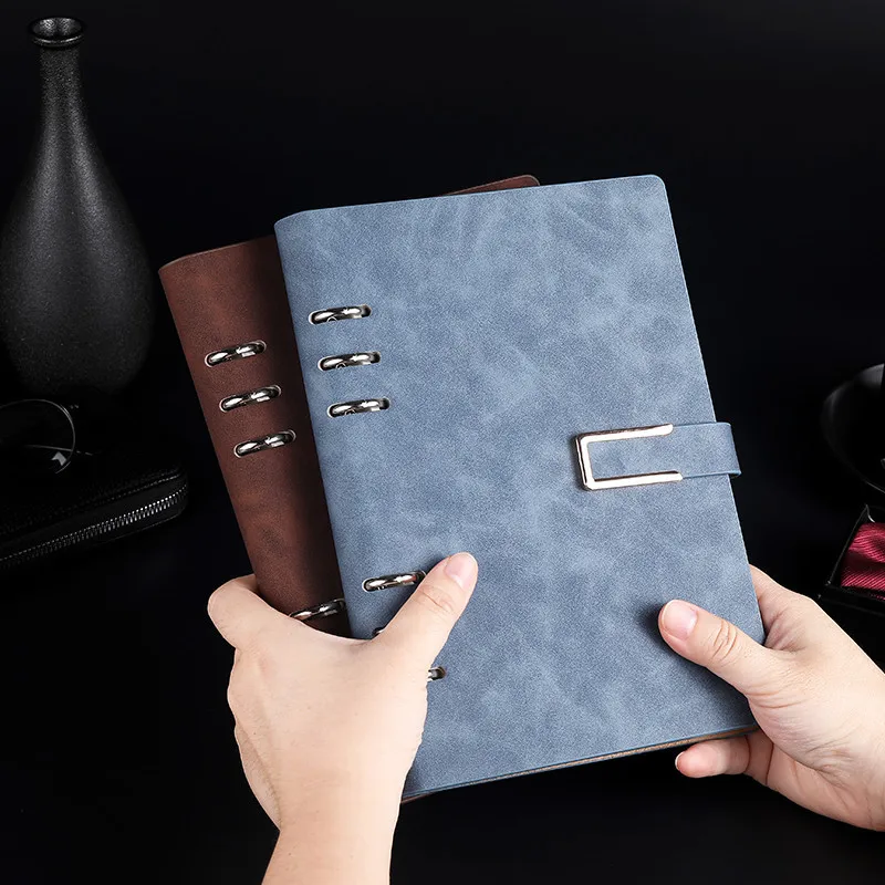 Wholesale a5 b5 loose-leaf notebook business office notepad student diary magnetic buckle hollow notebook