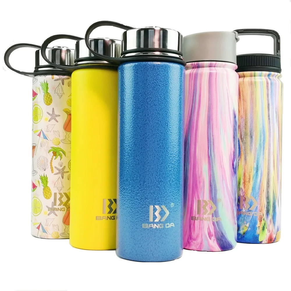 Amazon Custom Wide Mouth Sports Water Bottle  Double Wall thermos Insulated Stainless Steel Vacuum Flask