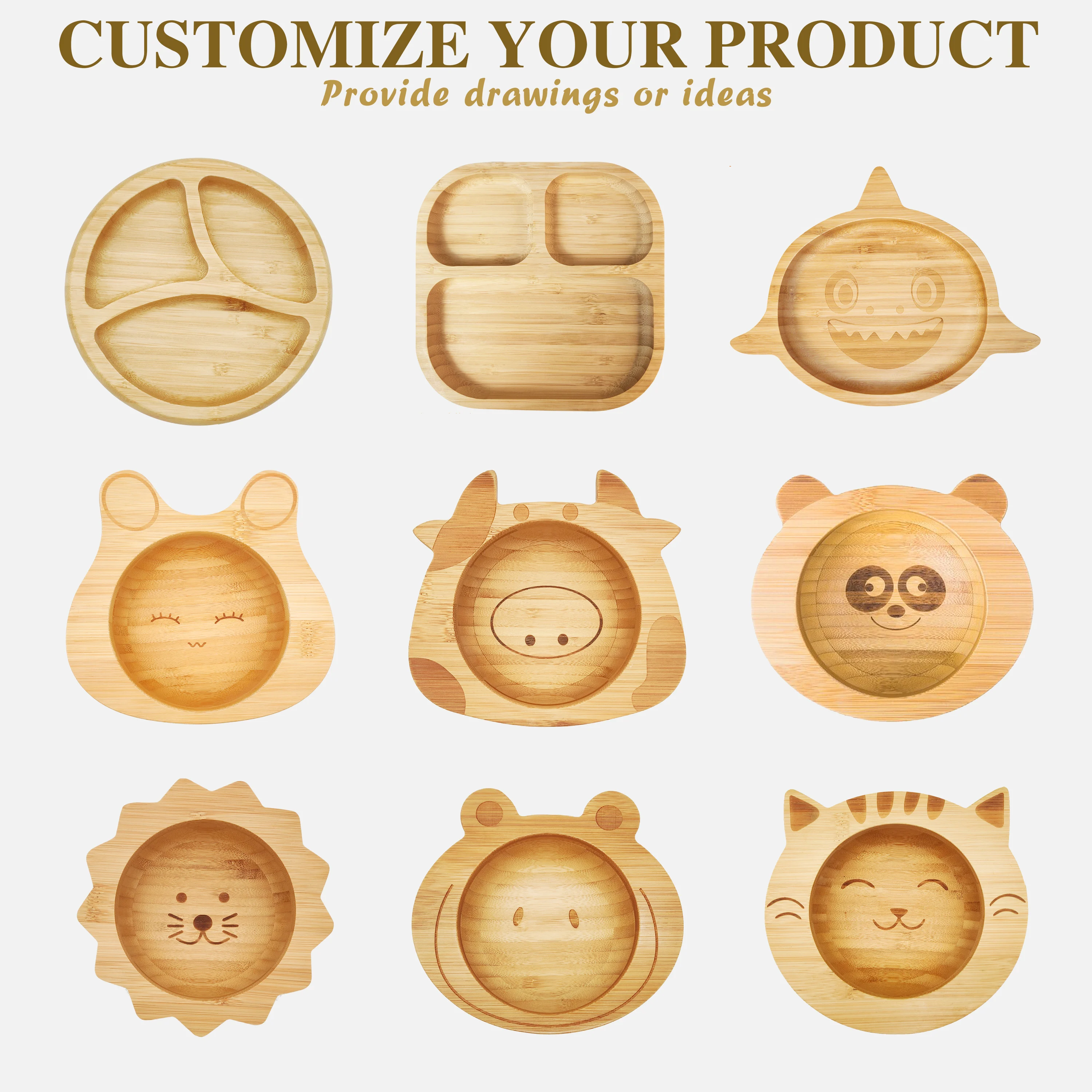 Hot sells popular item Non-toxic bamboo natural  Dessert Hot selling Plate Silicone and Bamboo Baby Suction Bowl