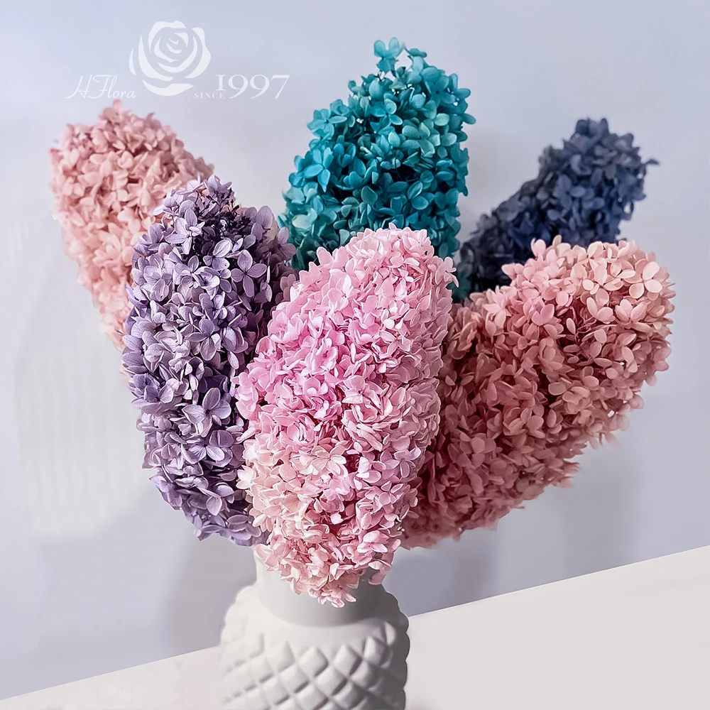 Hflora Factory Purple Pink Preserved Hydrangeas Flowers Wholesale Dried Hydrangeas preserved big leaf hydrangeas