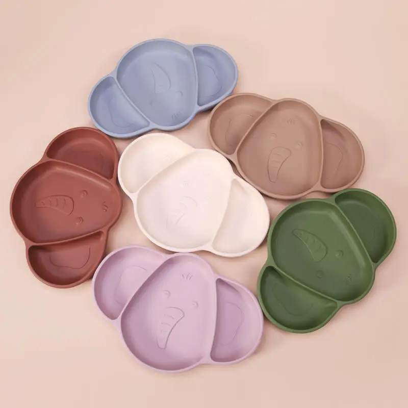 Silicone Placemat Baby Bibs Feed Silicon Plate Spoon Fork Set Food Suction Bowl Rubber Kids Fruit Plates for feeding