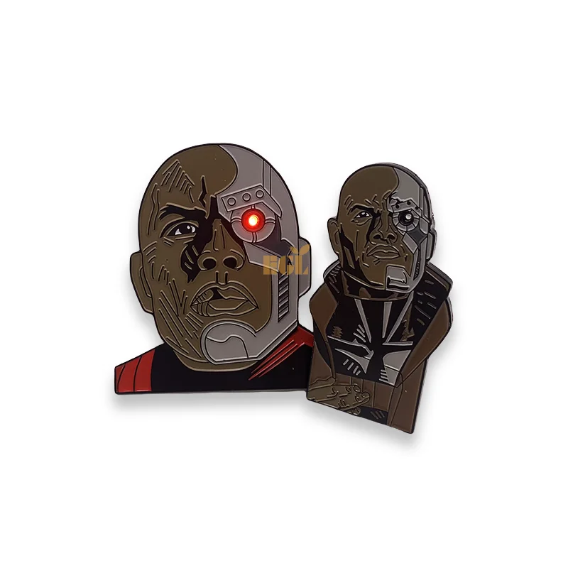 Shinny Gold Color and antique nickel color combined Two-color Electroplating Hard Enamel Pin Badge