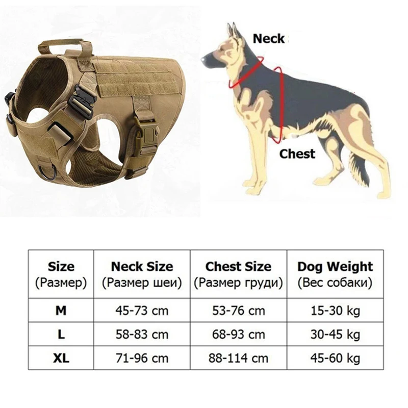 Tactical Dog Harness And Leash Set Metal Buckle Big Dog Vest K9 German Shepherd Durable Pet Harness For Large Dogs Training