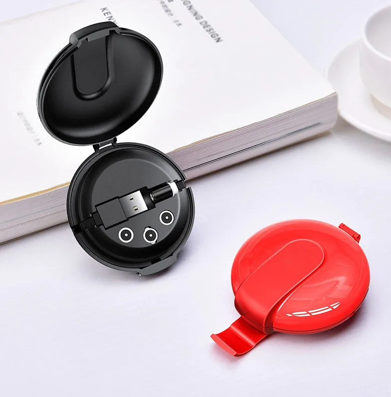 
3 in 1multi-head round box strong magnetic charging usb cable and retractcable usb cable 