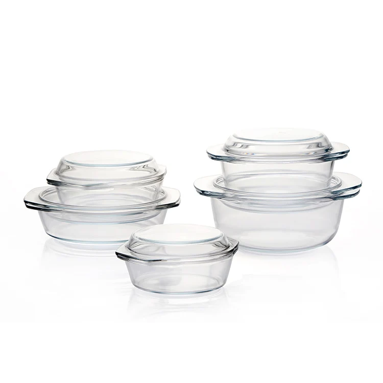 
wholesale borosilicate pyrex glass pot casserole microwave oven bowl with lid 