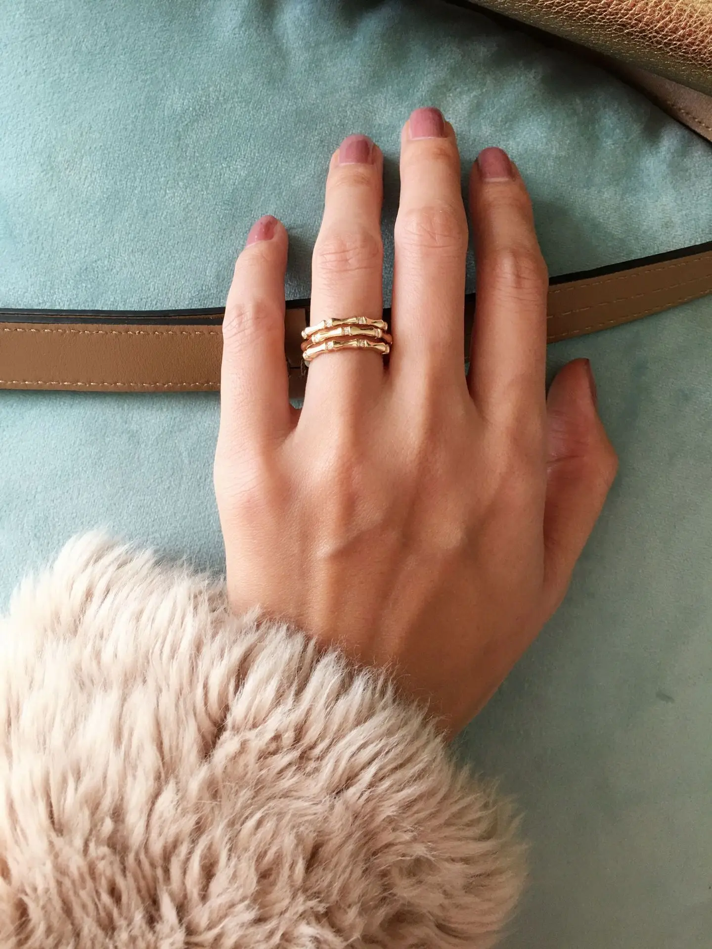 Barlaycs 2022 fashion trend tough bamboo ring 18k gold plated exquisite simple ins wind finger ring