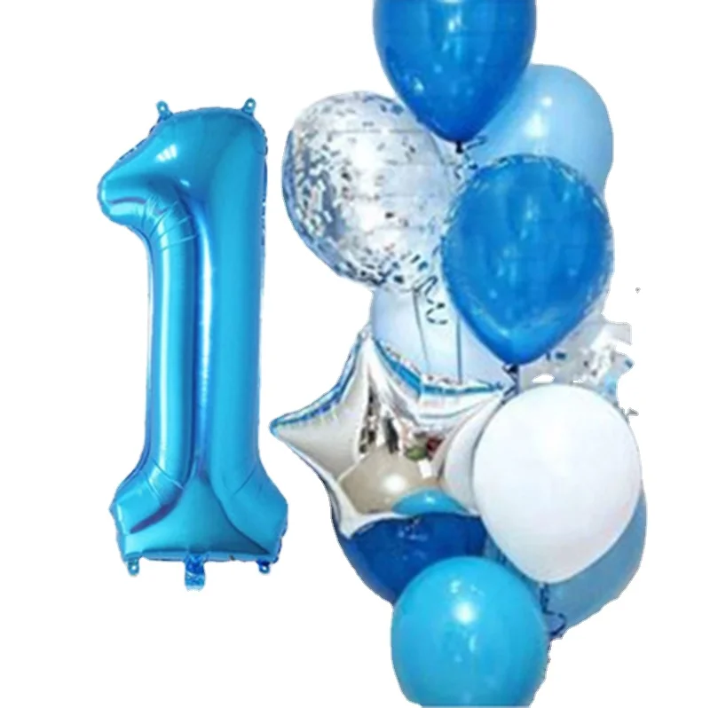 Baby Birthday Decoration Theme Set One Year Old Party Children Baby Eco-friendly Single Unisex Glossy Version Layout Blue Pink