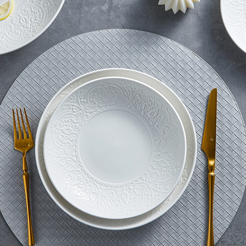 Royal Ware Horeca Wholesale Hotel Wedding White Porcelain Ceramic Round Shallow Dinner And Dessert Plates