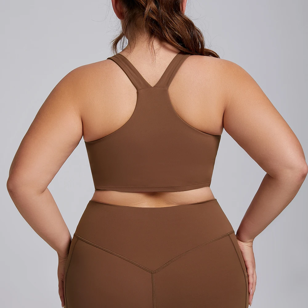 2024 Customized Logo High Impact Sports Bra Breathable Workout Fitness Yoga Wear Women Solid Gym Clothes Plus Size Yoga Bra