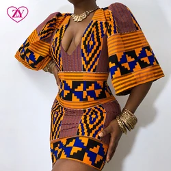 Modern African Print Clothing African Kitenge Dress Designs Stretch Dresses For Dashiki Women