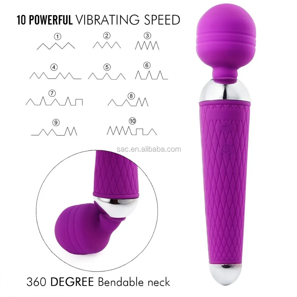 SacKnove Adult Female Sex Toys USB Electric Vibration Massager Masturbation Silicone Body Massage Tool Woman Vibrator Wand