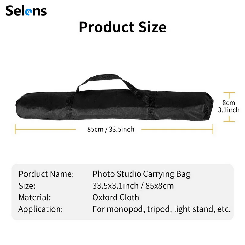 Selens 85cm 33.4in Studio Light Stand Portable Carrying Bag Case with Strap for Tripod Umbrella Studio Light Stand Monopod