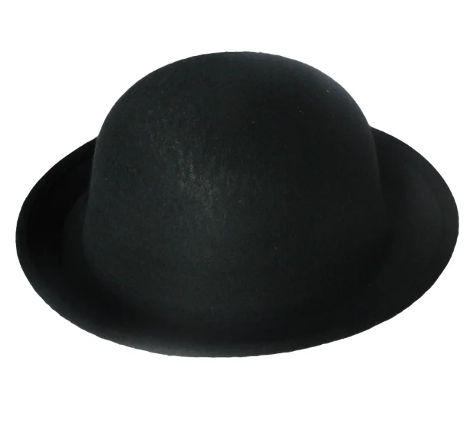 A112603    Hotsale New Winter Round Top Hat With Roll-up Brim Warm Vintage Bowler Hat Classic British Adult Children Fedora Hats
