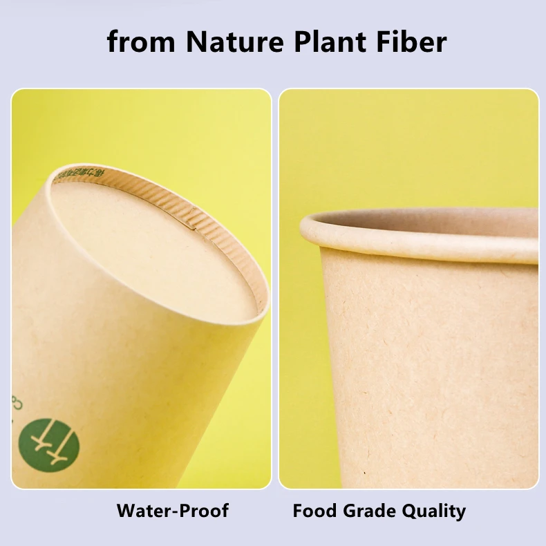 Biodegradable Disposable Coffee Paper Cups Single Double Wall PLA Coating Gold Foil Embossing Vanishing Stamping Varnishing