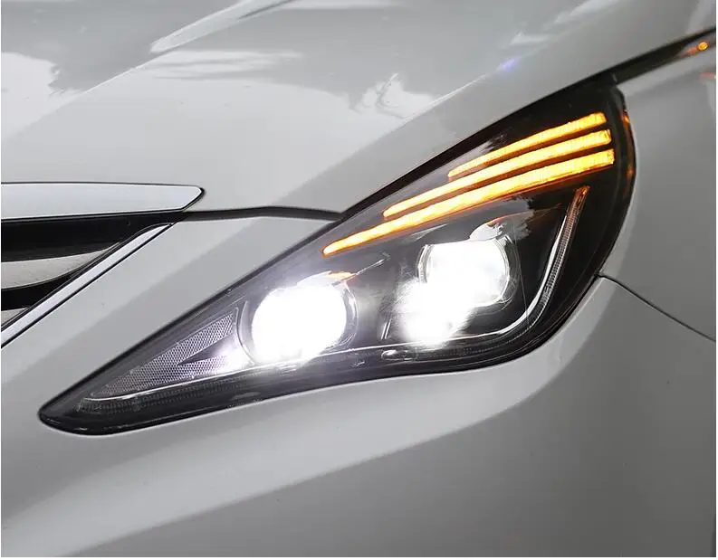 AKD-Car Styling For Hyundai Sonata Headlights 2011-2015 horse racing Dynamic Signal LED Headlight DRL Bi Xenon Auto Accessories