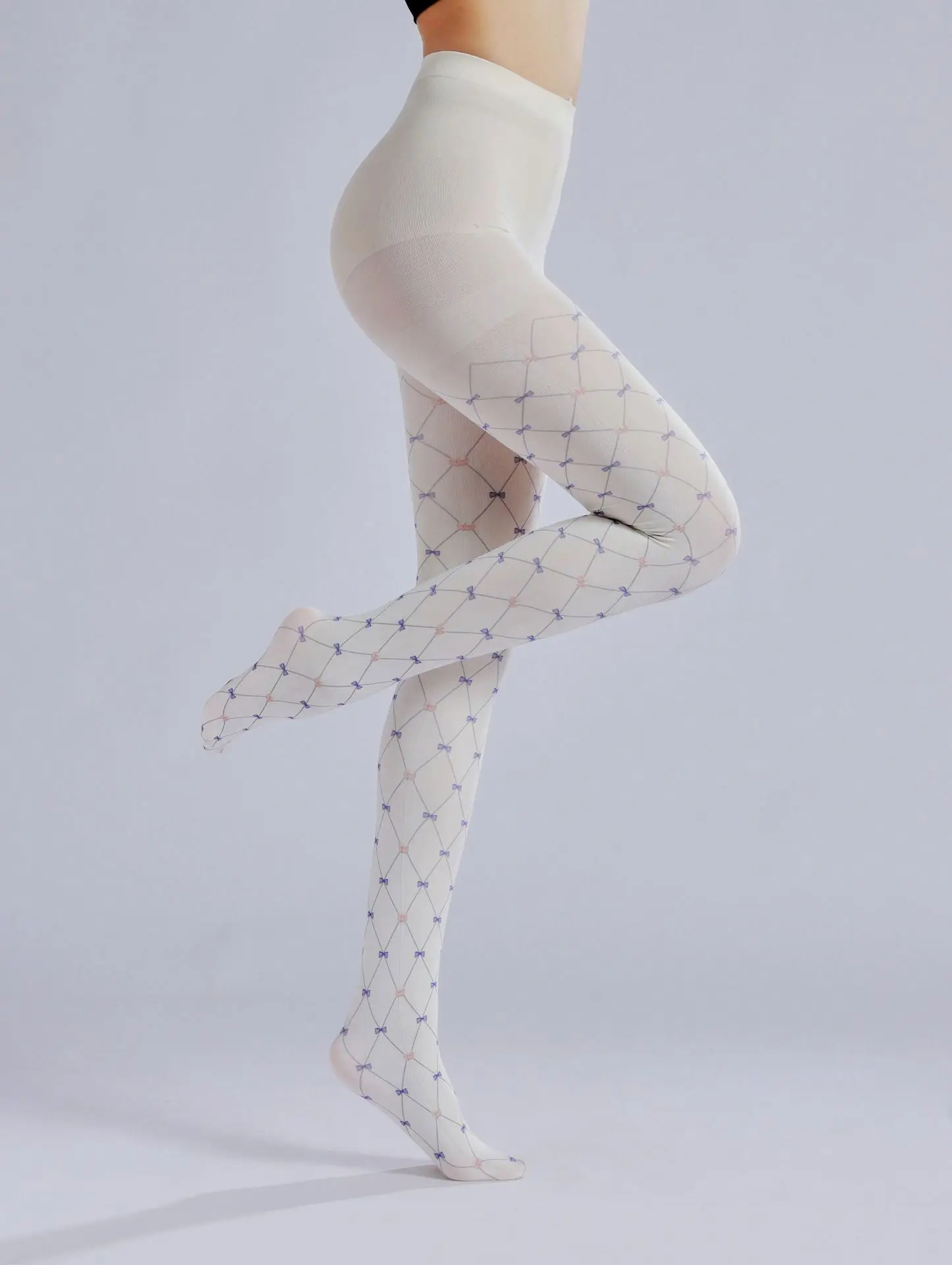 Custom Printed Rhombus Fashion Bottling Socks Mesh Pantyhose