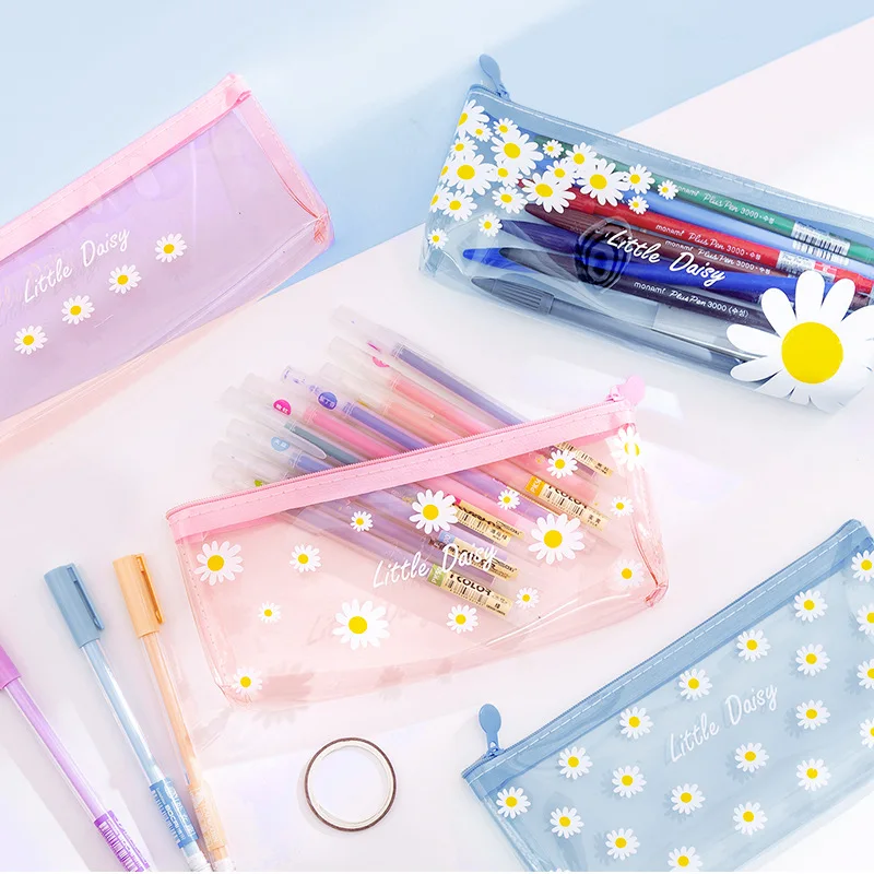 2023 New Arrival Cheap Clear Small PVC Pen Bag New Design Automatic Pencil Case Multi Function Pencil Box