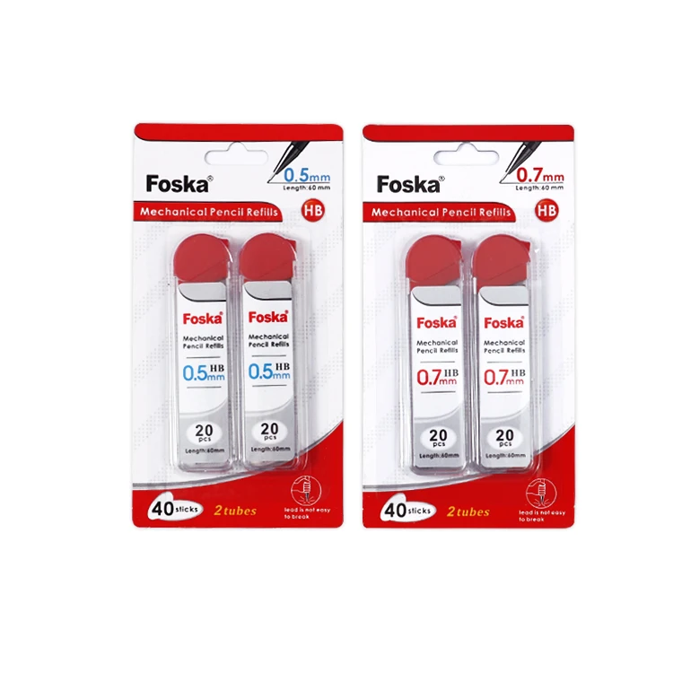 Foska Easy to Use Long Lasting HB 2B Unbreakable Mechanical Lead Pencil Refills  0.5mm 0.7mm  for Students & Professionals