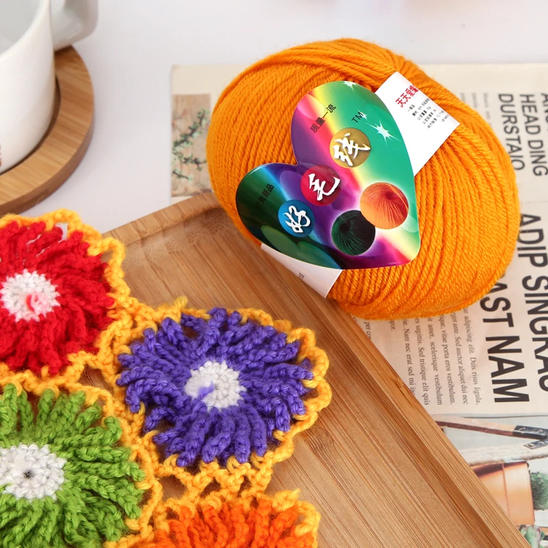 RongMeiXuan 50g 4ply Acrylic Yarn For Crochet Acrylic Crochet Yarn Milk Cotton