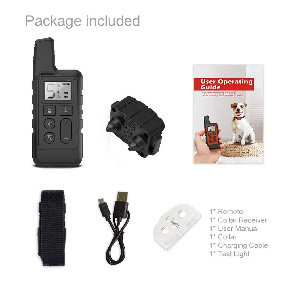 Dropshipping Pet Supplies Electronic Beep Vibration Electric Shock Waterproof Rechargeable Dog Training Collar with Remote
