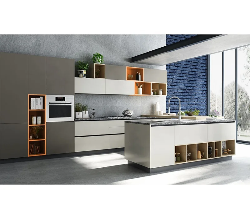 High Gloss Latest Modular Fashional Waterproof Lacquer Kitchen Cabinet With Islands