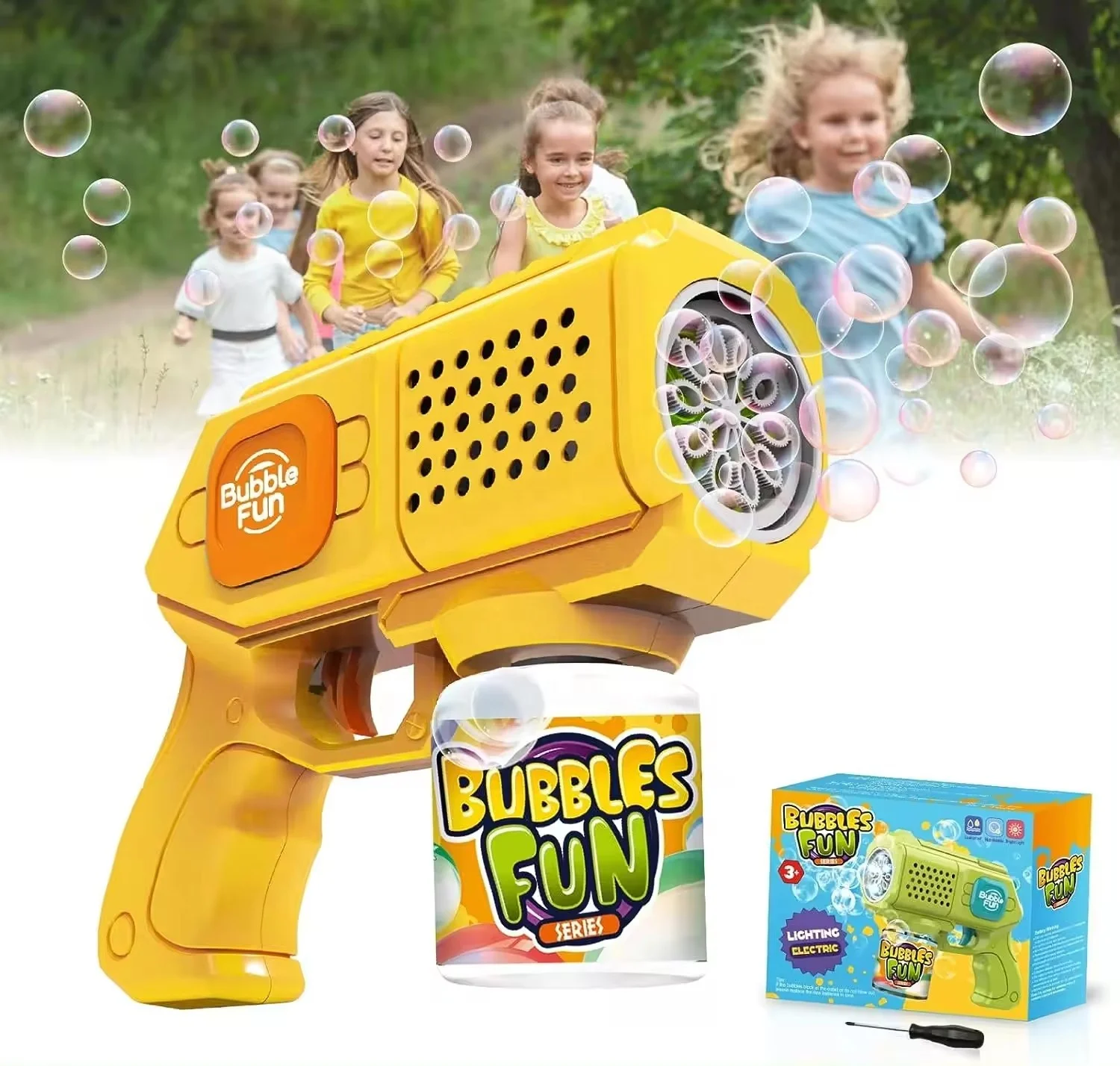 Wholesale Custom Kids Bubble Toy Automatic Light Up Bubble Blower Bubble Gun Toy For Party Wedding