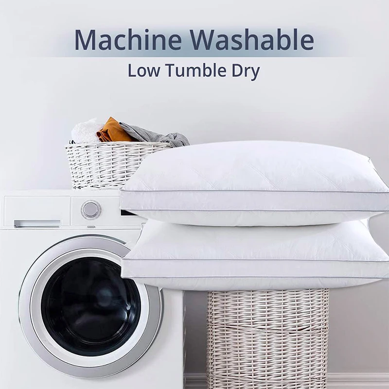 Premium Diamond Quilted Hotel Collection Pillow Breathable Goose Feathers Down Gusseted Bed Pillow For Sleeping