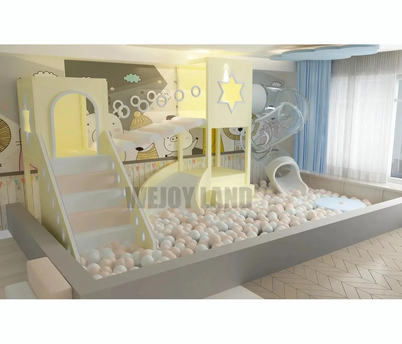 WEJOY LAND hot sale children safety soft foam plastic indoor playground equipment with slide and ball pit