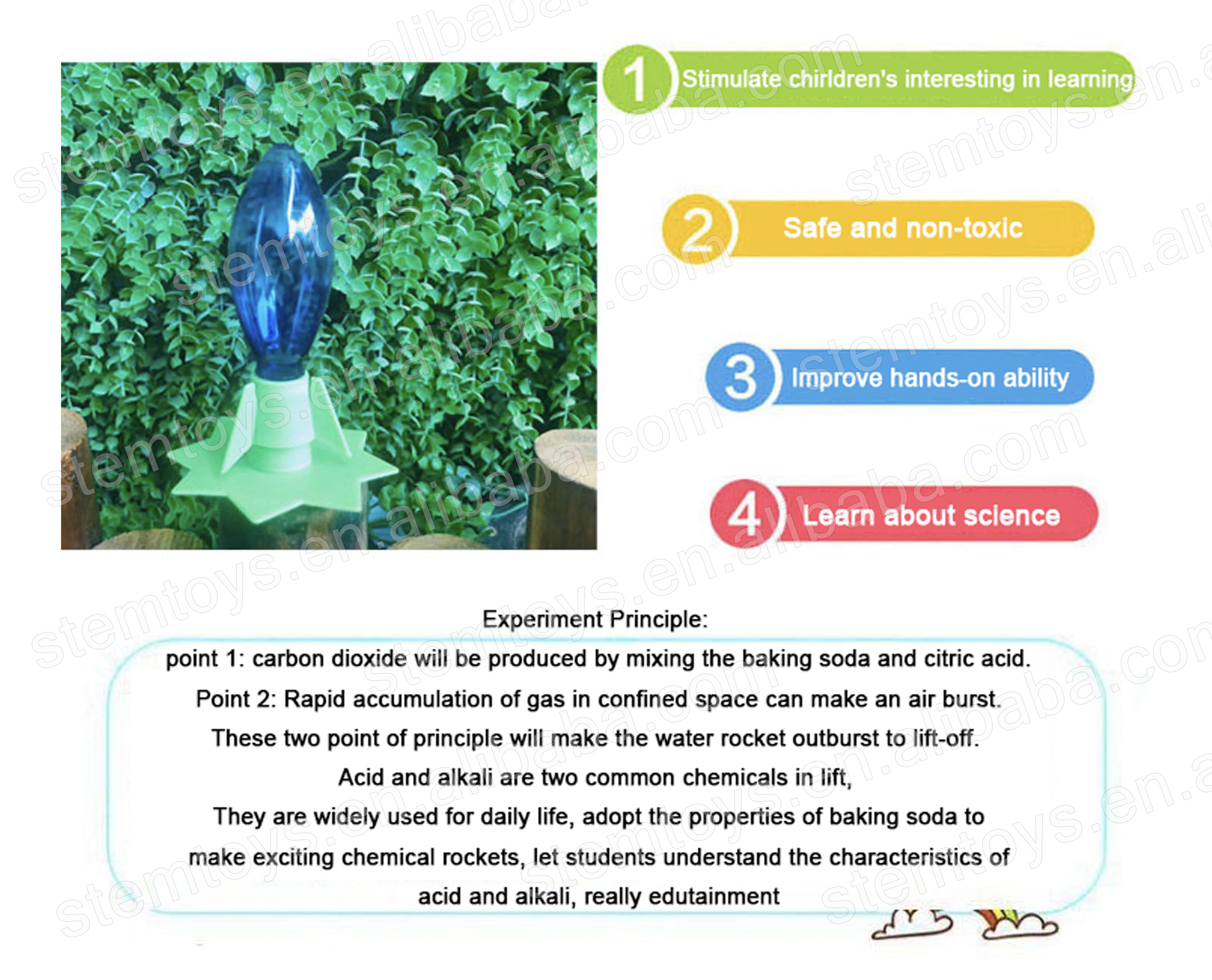 DIY Hand Made Chemical Water Rocket School Educational Toys superdry grow future thinking Stem Toys for kids/students