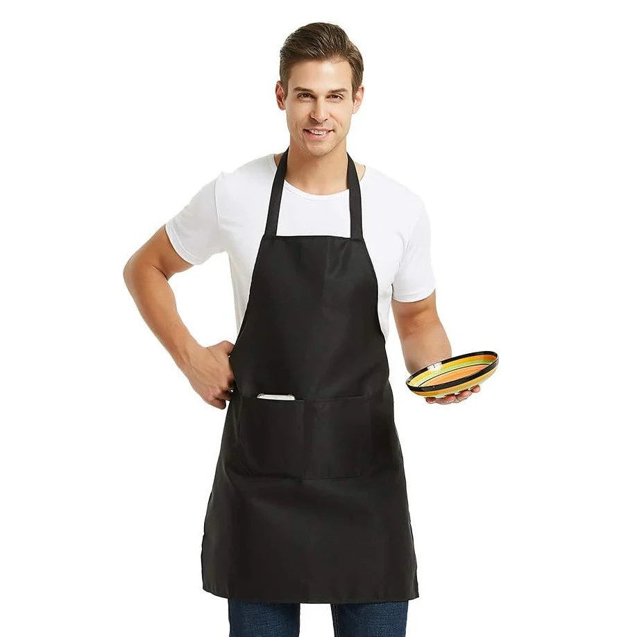Hot Kitchen Cooking Restaurant Barbecue Painting Handmade Commercial 2 Pockets Mixed Color Ordinary Bib Apron In Bulk