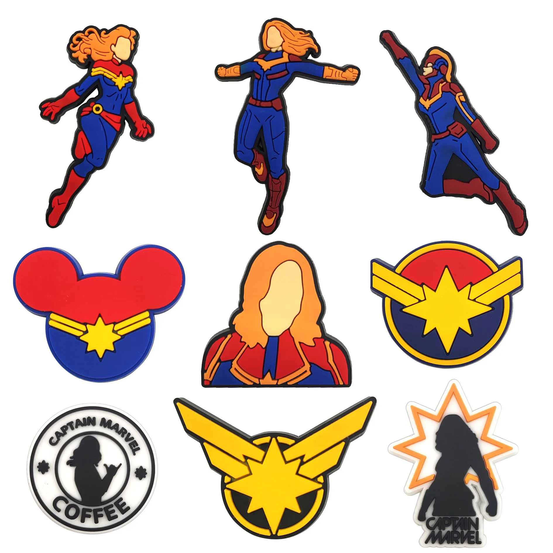 2023 New Arrivals Captain Marvel Croc Shoe Charms Super Heroes Crocks Charms for Shoe Decorations