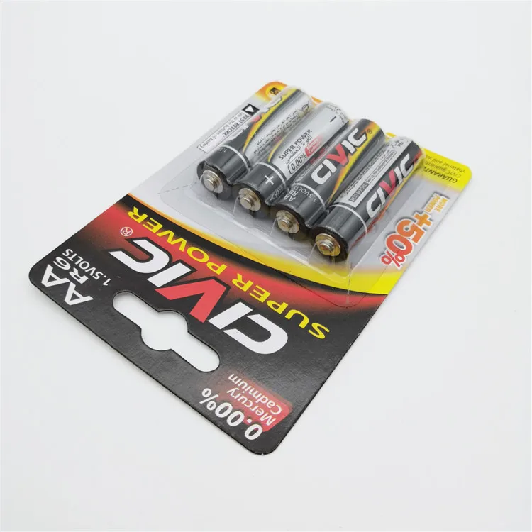 Super Power 1.5V R6P AA UM-3 Zinc Carbon Battery Remote Control ROHS Certified Cylindrical Aluminum Home Consumer Electronics