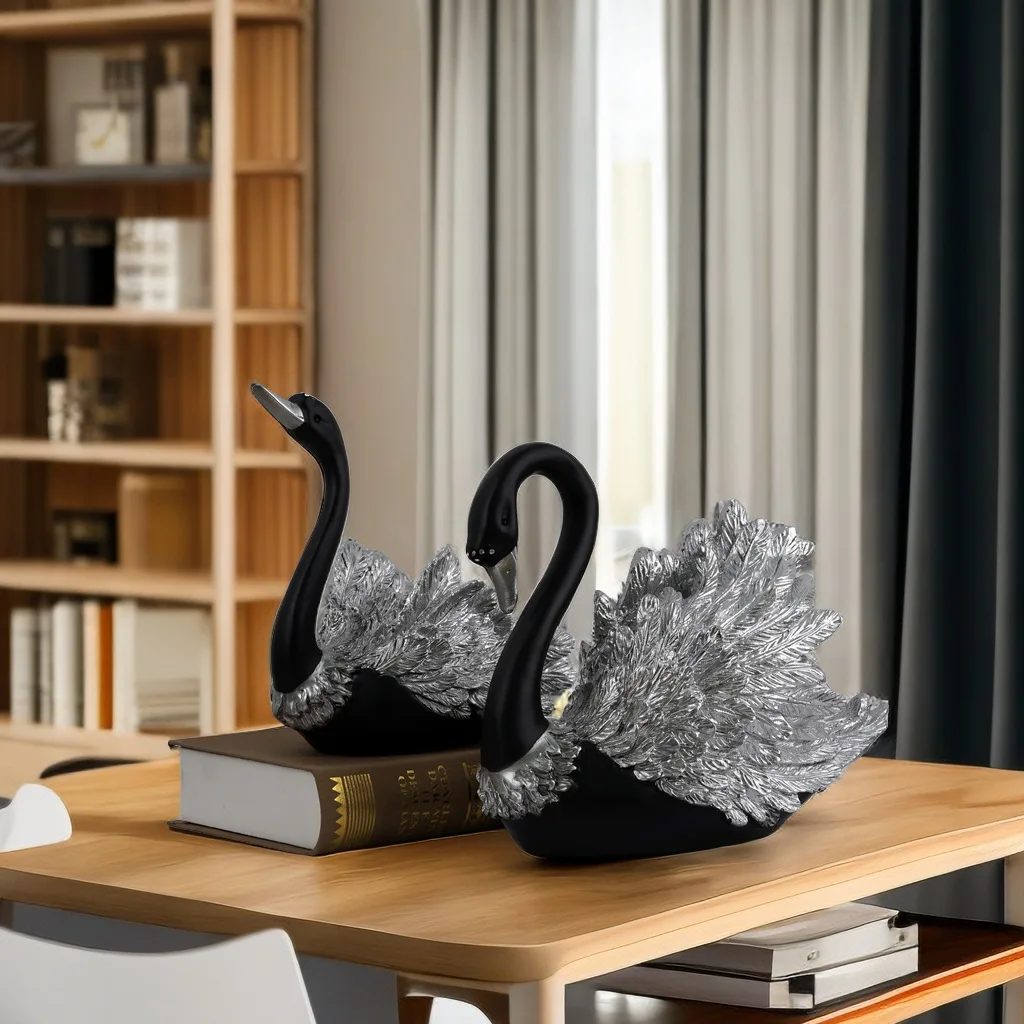 Factory manufacturing resin handicrafts black swan statues high-end home decorations