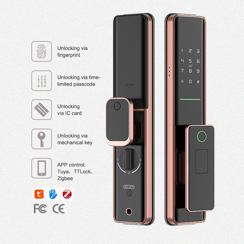 Push Pull Keyless Smart Door Lock With Fingerprint Passcode Automatic Biometric Electronic Lock